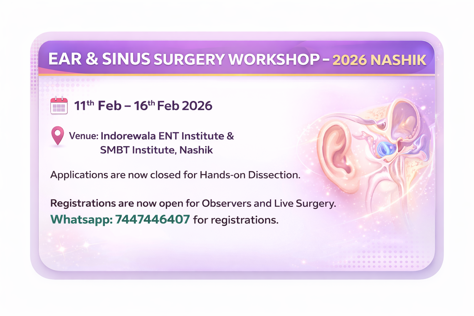 Ear & Sinus Surgery Workshop 2026